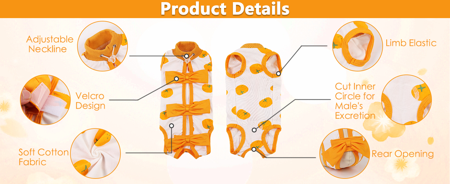 Тільце після кастрації для котів, медичний одяг, хірургічний костюм, одяг для відновлення після операції (Помаранчевий, S)