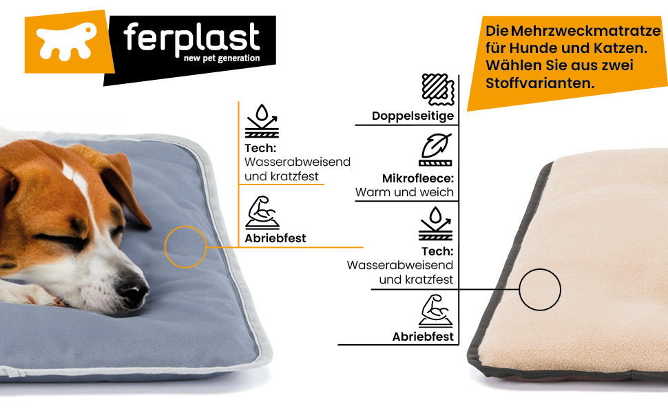 Килимок для собак Ferplast, лежанка-софа, середній розмір, 65 x 48 x 3,5 см, чорний, з мікрофлісу, водонепроникний, миється