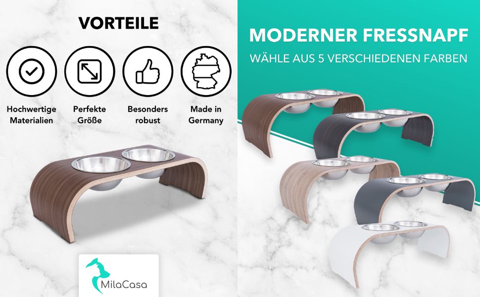 Підвищені годівниці для собак ilaCasa - набір з 2 шт. з дуба - станція для годування собак