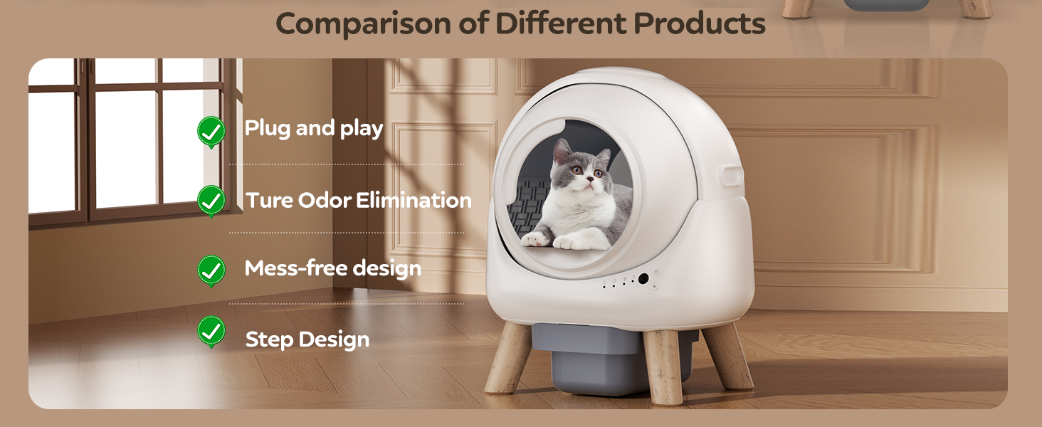 Автоматичний лоток для котів з 4 датчиками, керуванням через APP, для кількох котів, білий, Smart-лоток white-A1