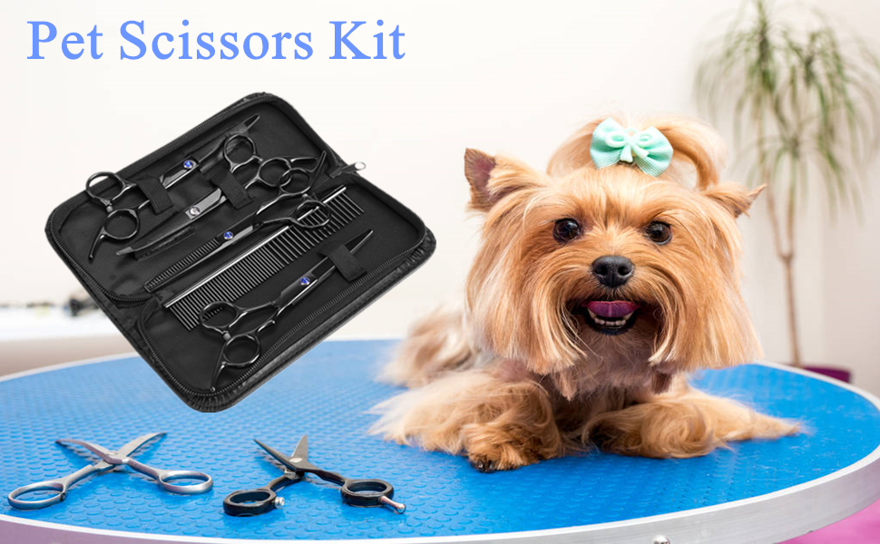 Набір інструментів для грумінгу домашніх тварин Yosoo: ножиці, гребінець, бокс для зберігання (собаки, коти)