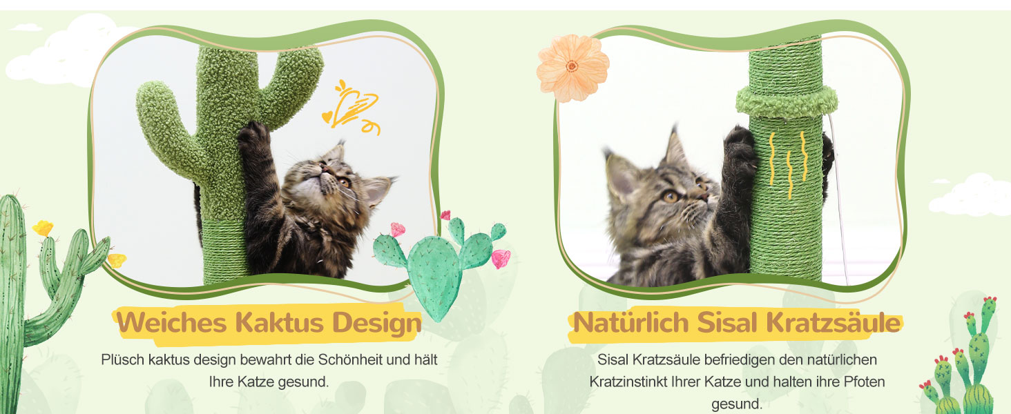 Котячий комплекс Globlazer з когтеточкою, великий, 90х50 см, 2 в 1 з іграшками, товстий стовпчик з сизалю, м'який, для великих котів (зелений)