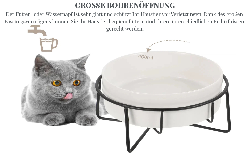 Миска для котячого корму POPETPOP з піднятою конструкцією та неслизьким дном, 14.5x8.5 см