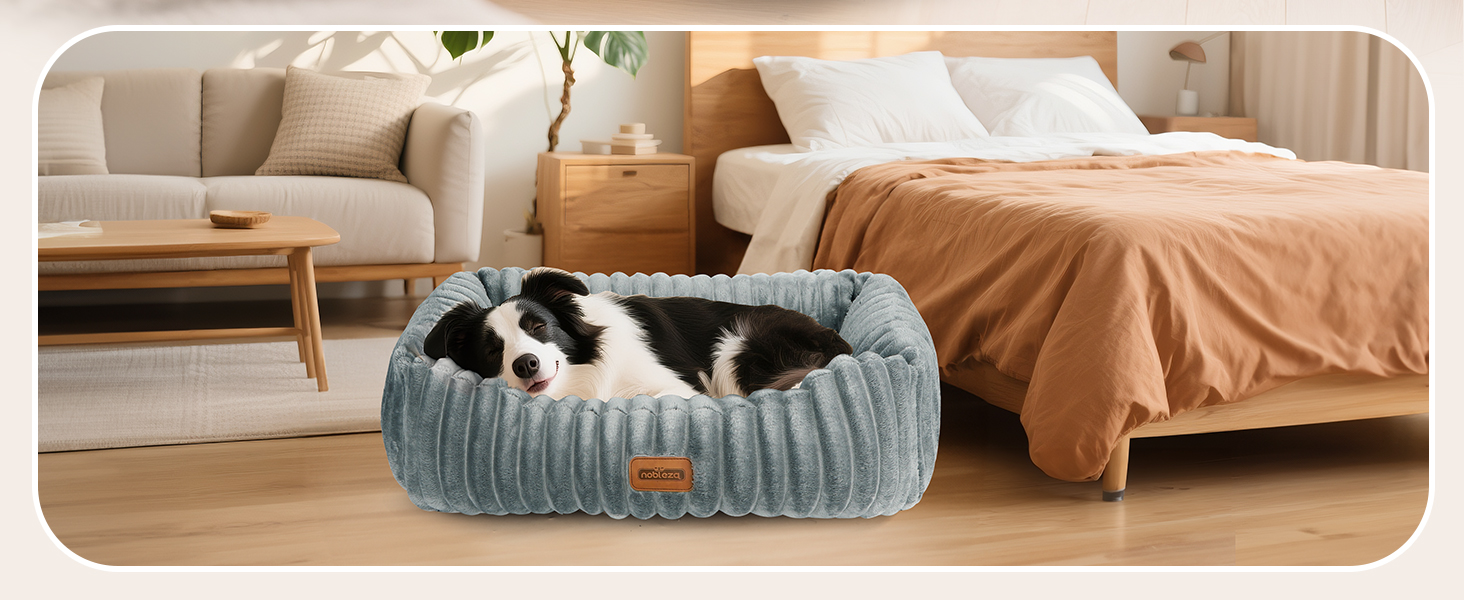 Ліжко для собак Nobleza, 65x55x20 см, сіре, з м'якою піною, знімний чохол, неслизьке дно