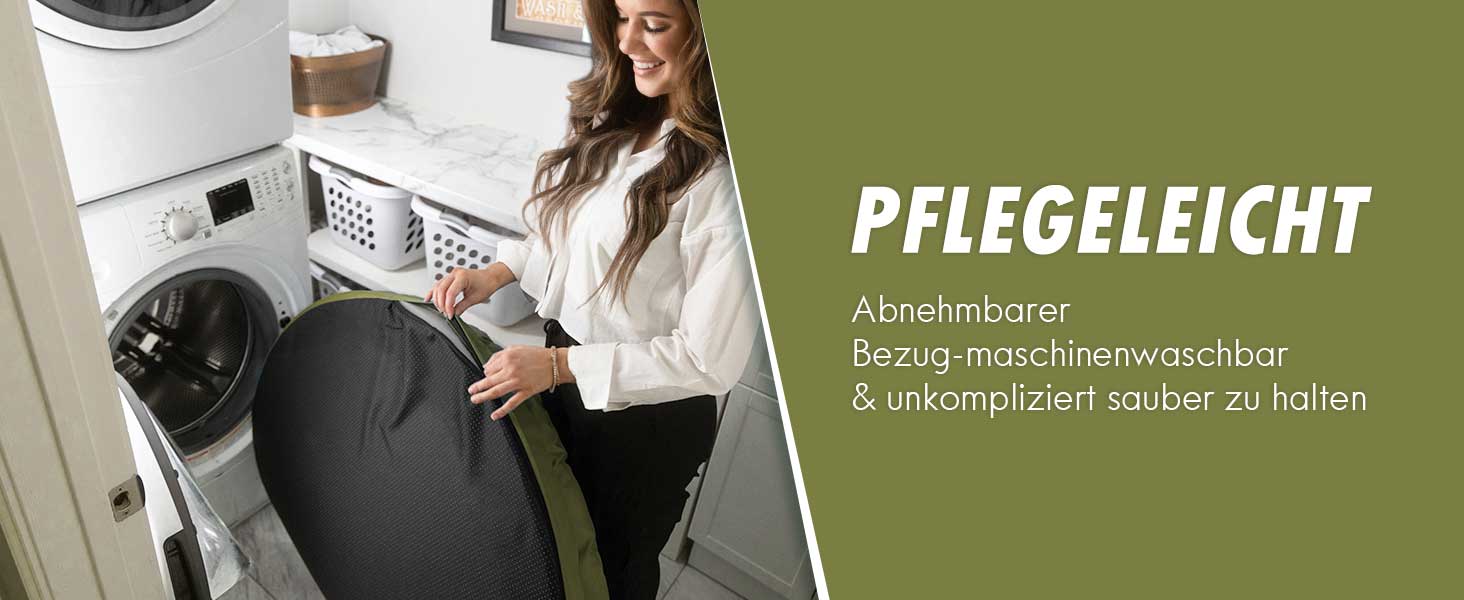 Ортопедичне ліжко для собак ClevaHome, кругла форма, водонепроникне, з двошаровою підкладкою, антиковзаюче, знімний чохол, оливковий колір, розмір L