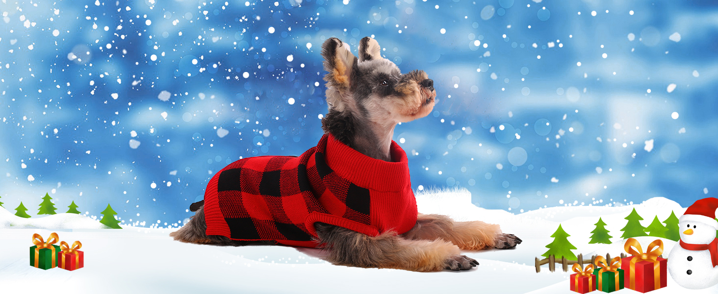 Пуловер для собак KATZINST, теплий флісовий пуловер для маленьких собак, різдвяний пуловер для Французького бульдога, Дакселя, Чихуахуа, Йоркшира, червоно-чорний, XS