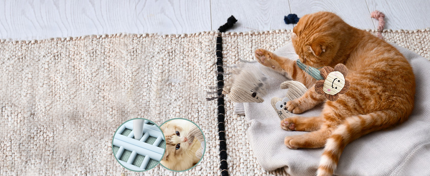 Інтерактивна іграшка для котів CUUOOT 7-в-1: джиґлер, іграшка-пір'їнка, катенок, мотузка для кусання, набір з котячою м'ятою.