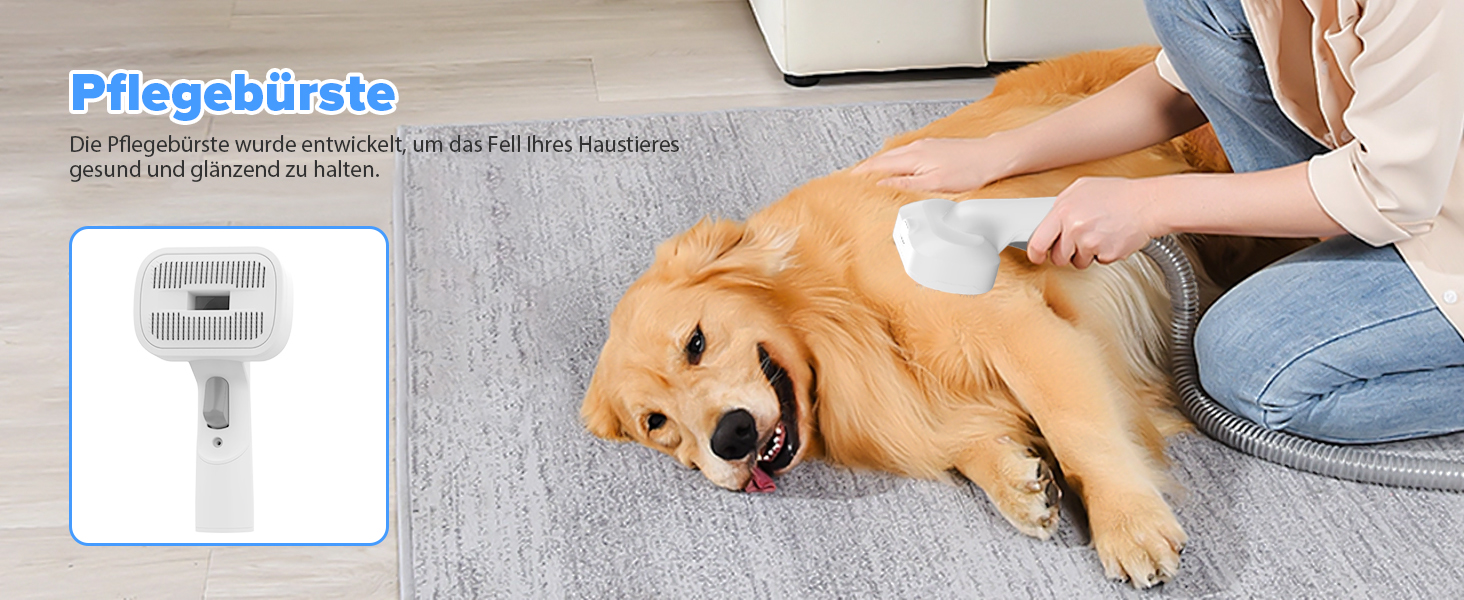 Машинка для стрижки собак зі вбудованим пилососом, 13000Pa, тиха, для собак та котів, 7 насадок, контейнер для сміття 2L