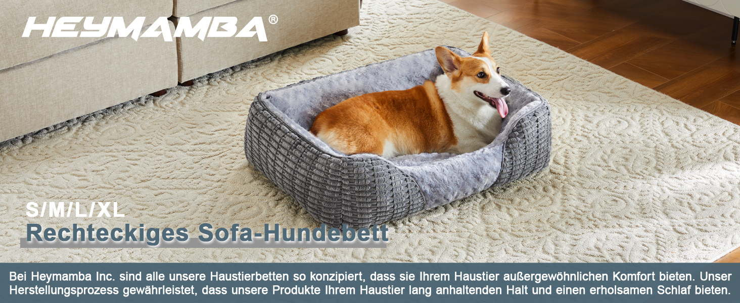 Велике собаче ліжко з неслизьким дном, кошик для собак/диван для домашніх тварин з тканини корд, піднятий борт, для лабрадора, німецької вівчарки, 89x64x23 см, сірий колір