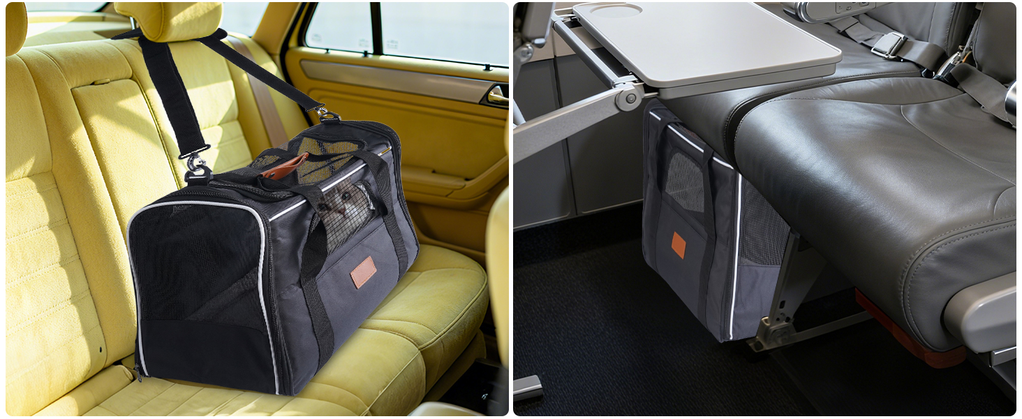 Транспортна переноска для котів, переноска для котів з безпечними блискавками, миска, змінне подушечка, переноски для котів та цуценят вагою до 7 кг