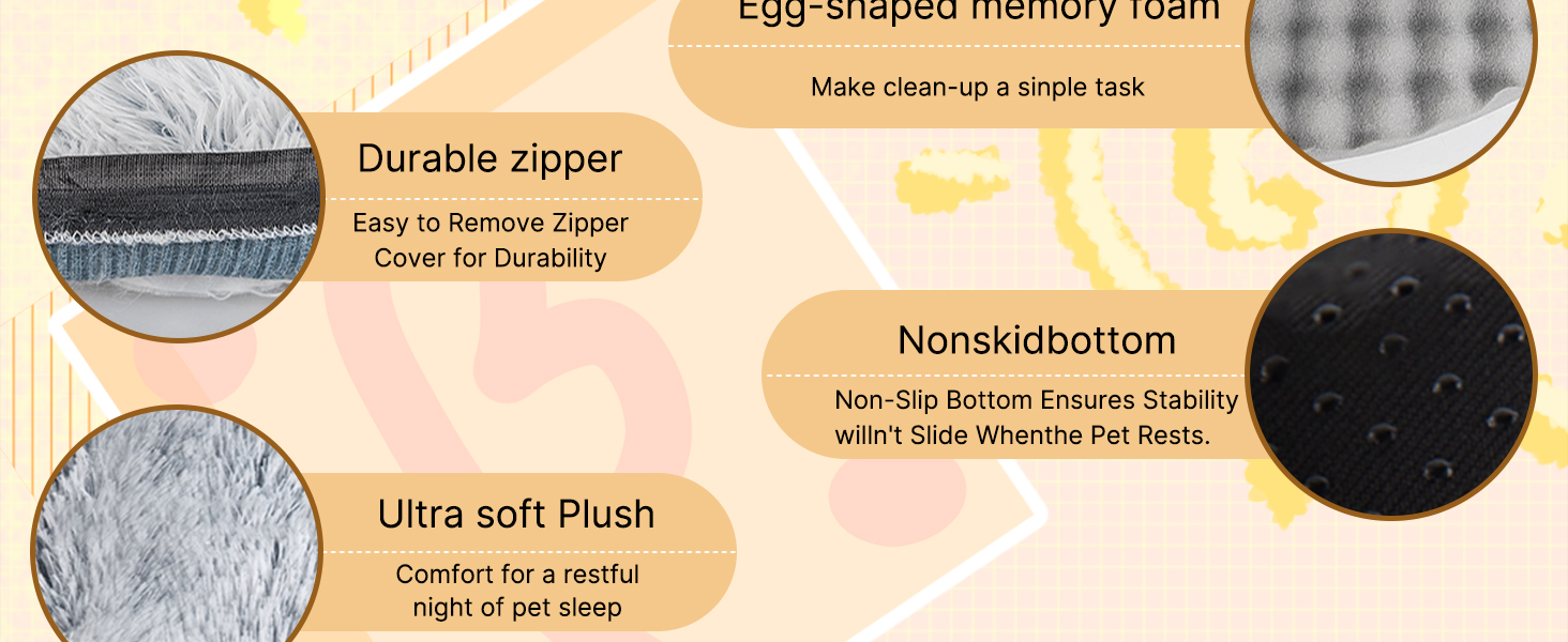 Ортопедичне ліжко для собак середнього розміру, знімний та миючий чохол, м'яке ліжко-подушка для собак та котів, C-подібної форми, сіре, 60x60x10 см