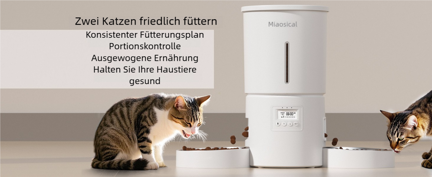 Автоматичний дозатор корму для котів з двома мисками, для кошенят та маленьких собак. Білий, 4.2L, з нержавіючою сталлю (2 миски)