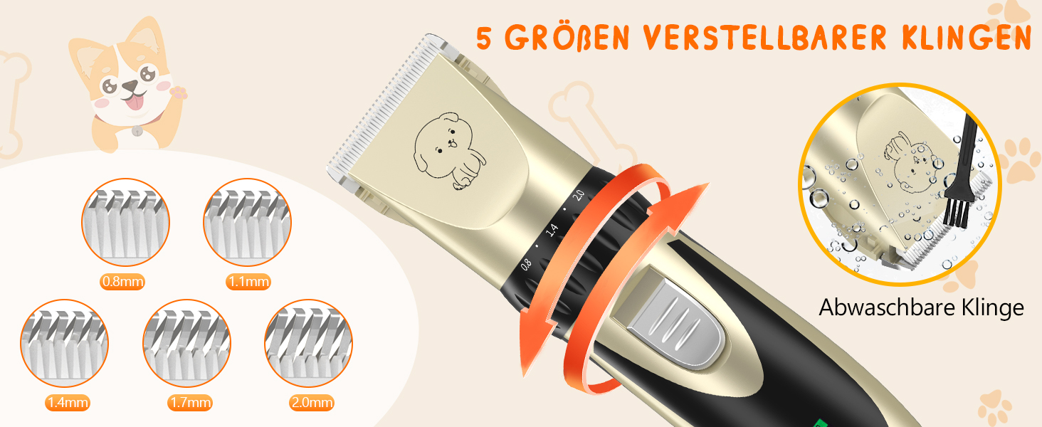Машинка для стрижки собак та котів YAZ EKY Profi Leise – професійна тиха машинка з 4 насадками, 6500 RPM, для тіла, обличчя, вух та лап, золота