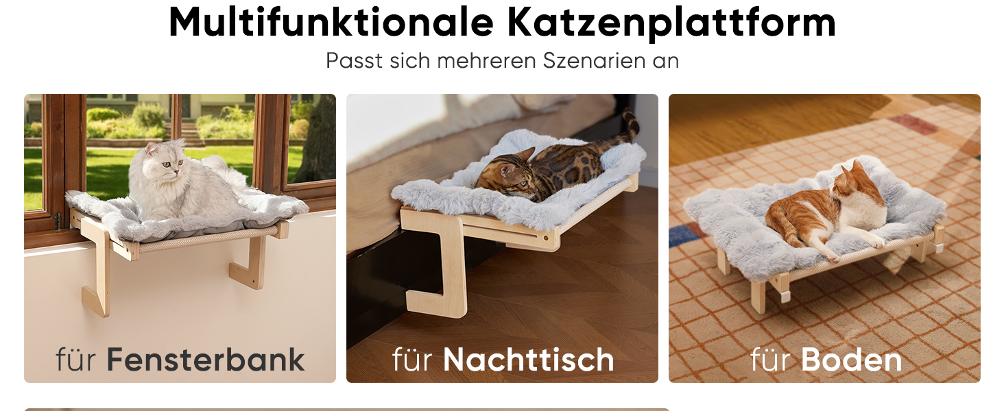 Котяча гамак FUKUMARU для вікна та підлоги, міцна конструкція, легко збирається (Сірий з м'яким подушкою)