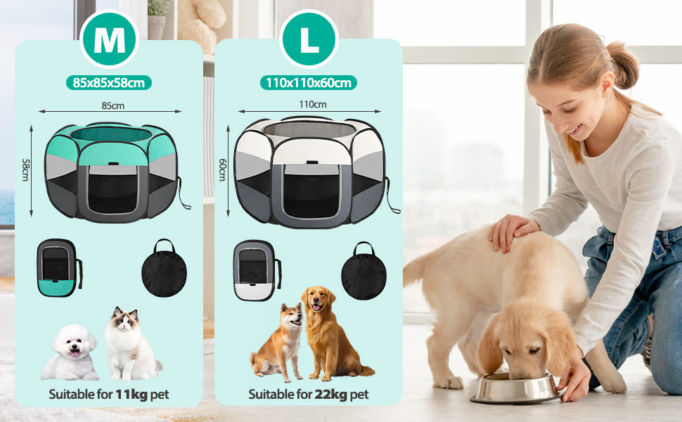 Клітка-біговий вольєр для цуценят та тварин, складана, 110x110x60 см, зелена