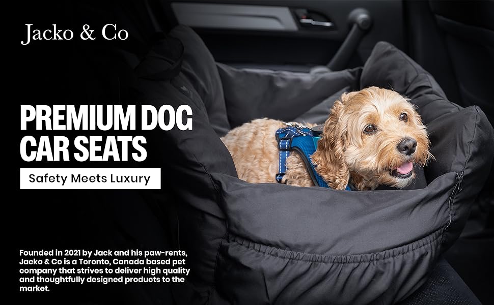 Автокрісло для собак JACKO & CO Premium - сіре, для маленьких та середніх тварин до 15,9 кг, з підстілкою, поводок та кишені, водовідштовхувальне