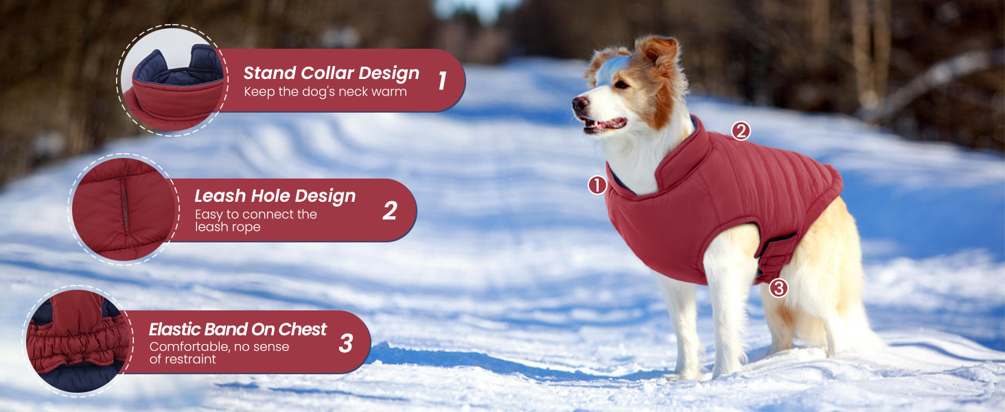 Зимовий теплий водонепроникний одяг для собак великих порід Lelepet, червоний XL
