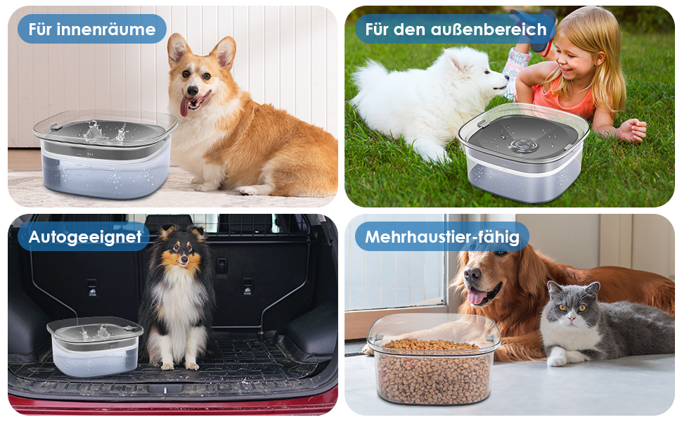 Миска для води для собак Gaethra без розливання, 2L, анти-розливання, велика миска для води для собак, миска для собак, витокозахисна, фонтанчик для собак, що багато п'ють