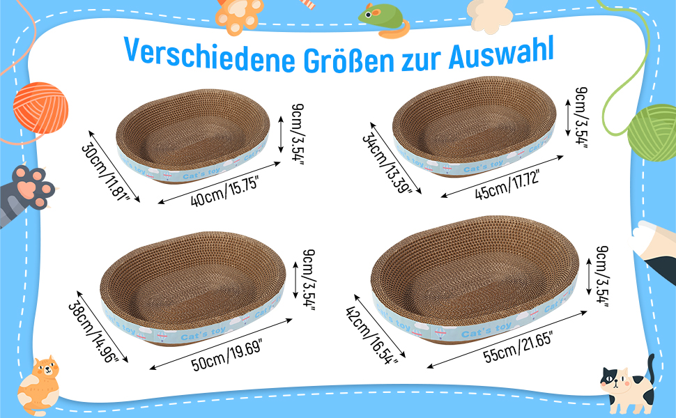 Кігтеточка-ліжко для котів з картону, 53 x 8.5 см