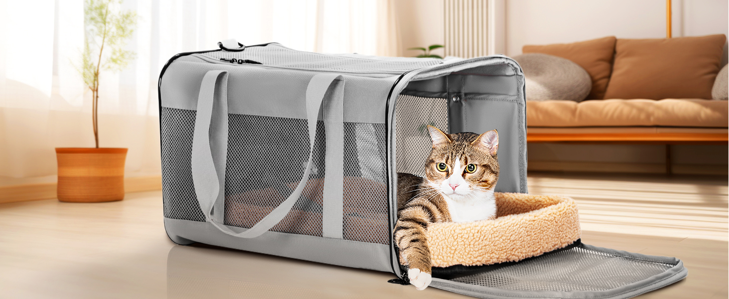 Переноска для котів та собак Petsfit сірого кольору L+: 48,5x31x31 см - Зручна та безпечна переноска для тварин