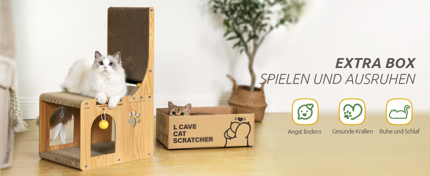 Котячий кігтетоп Pawtasy 2 в 1: для стіни та кута, з іграшкою-м'ячиком, захист меблів