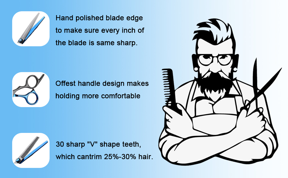 Професійний набір перукарських ножиць для стрижки та філірування волосся (11 шт.) - золото (синьо-чорний)