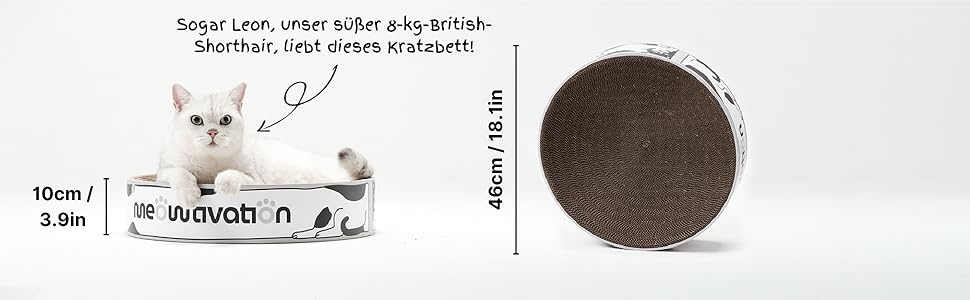 Картонний когтеточка-лежак для котів XL 46 см з натуральною котячою м'ятою, круглий, екологічний, з міцного гофрокартону, для котів будь-якого розміру