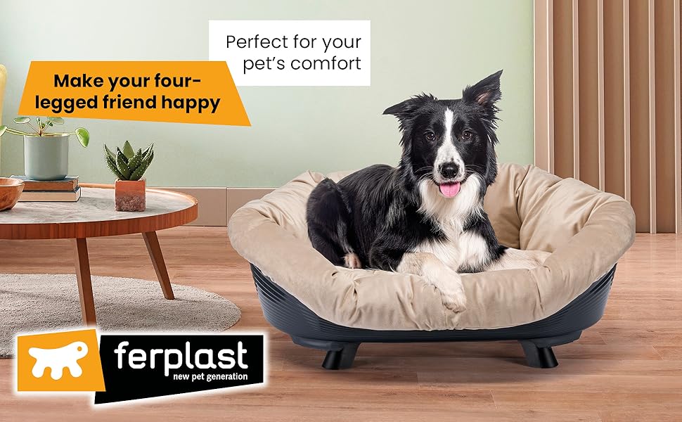 Підвищене ліжко для собак та котів Ferplast Throne з бавовняним подушкою, білий, 61.5 x 45 x 26 см