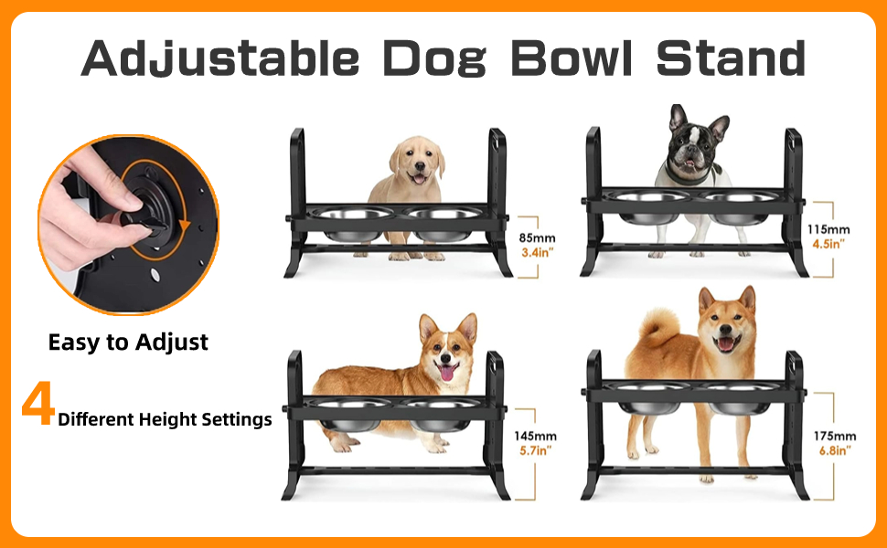 Підвищена годівниця для собак Felenny, регульована висота, 4 рівні, без розливання, повільний диспенсер води для собак та котів