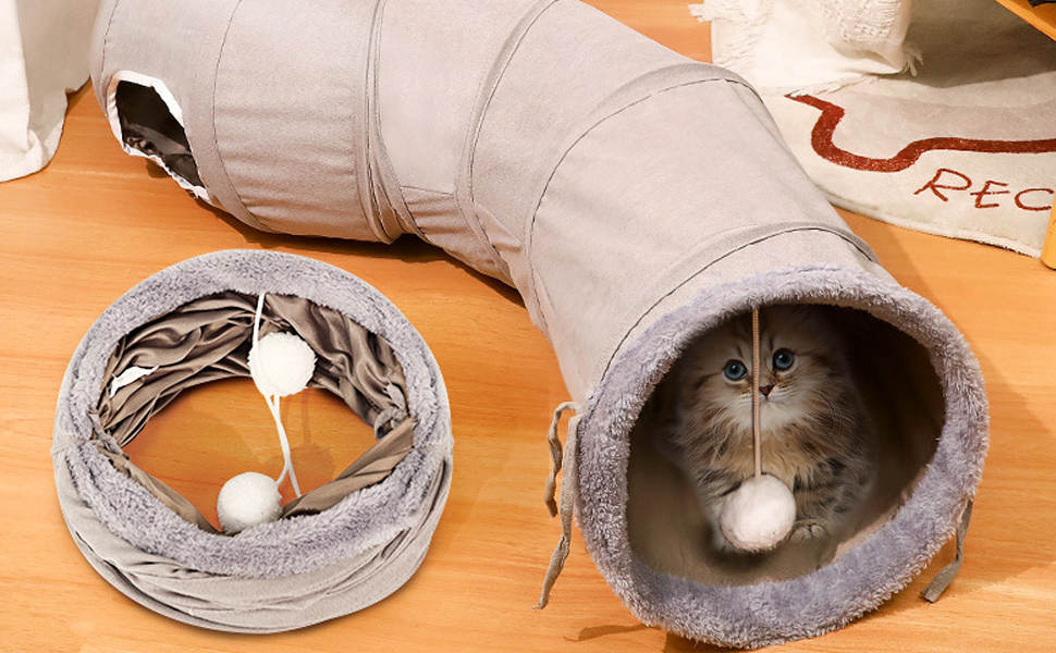 Туннель для котів Nimomo, складаний, S-подібний з іграшкою-м'ячиком, інтелектуальна іграшка для кошенят, кроликів та маленьких тварин