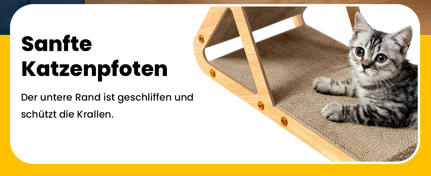 Котячий когтетоп з коробкою та 4 змінними шарами когтешорсткого матеріалу - великі когтетопи з міцного гофрокартону, двосторонні когтешорстки з наклейками DIY - місце для відпочинку котів у квартирі, захист меблів (великий, у формі трикутника)