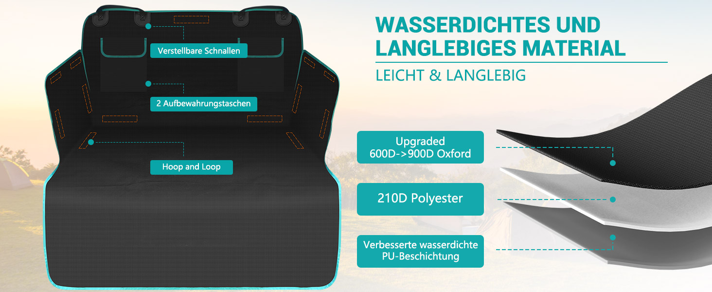 Захист для багажника автомобіля для собак з боковими та захистом краю вантажного отвору, універсальний 185x102см, 600D, водонепроникний, стійкий до подряпин, килимок для багажника, ковдра для собак, для авто, SUV, Van (Блакитний)