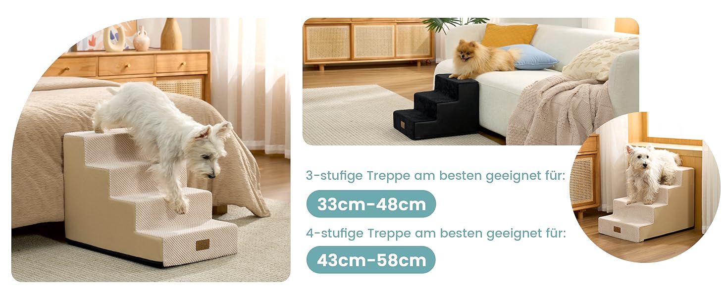 Сходинка для собак маленьких порід, 4 сходинки, 45 см, знімний чохол (чорний, 60x45x45 см)