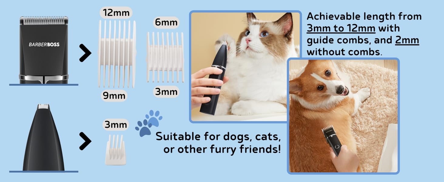 Набір для грумінгу собак BarberBoss QR-9092: триммер та машинка для догляду за шерстю, професійний набір для собак та котів