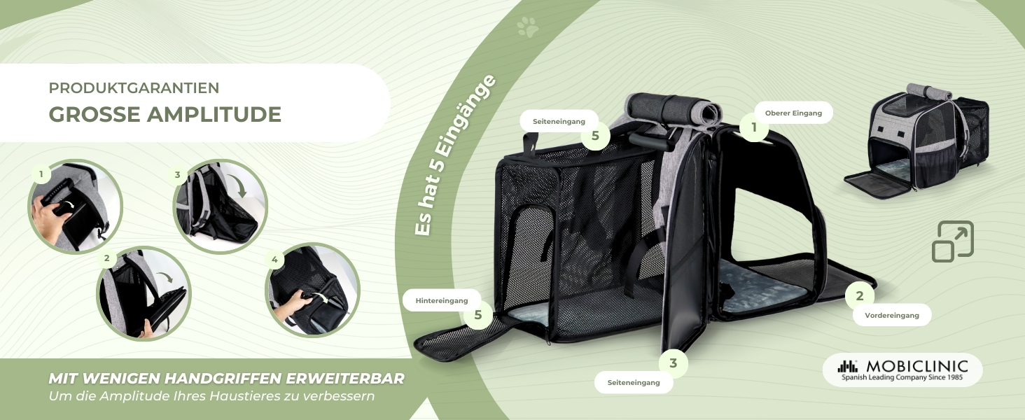 Рюкзак-переноска для котів та собак Mobiclinic® Pets, складаний, з вентиляцією, з аксесуарами, регульований, 37x29x37x5 см