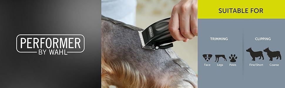 Машинка для стрижки тварин Wahl Performer Pet Clipper: повний набір для догляду за шерстю, леза з вуглецевої сталі, 4 насадки (3, 6, 9, 13 мм), чорний колір