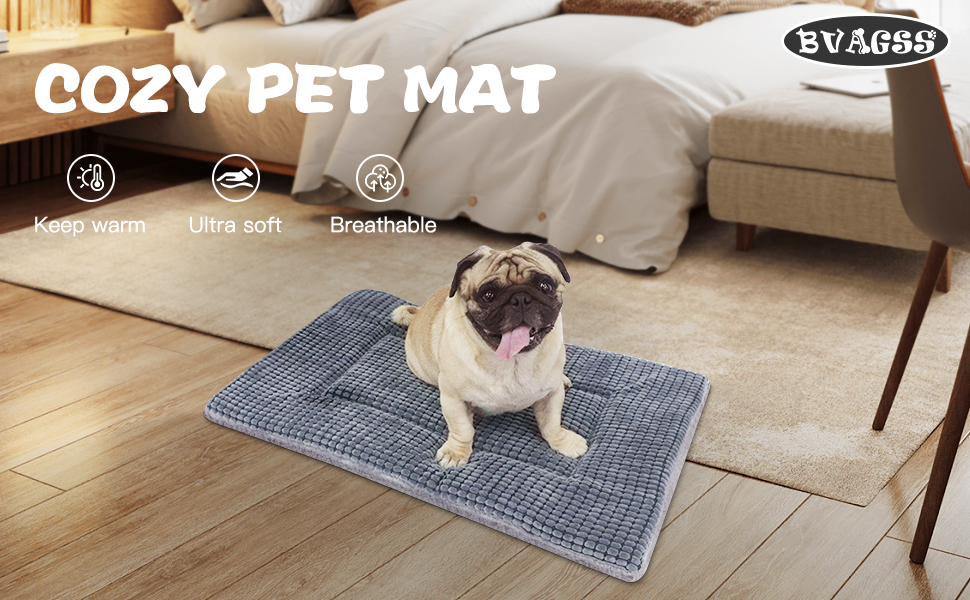 Ортопедичний лежак для собак BVAGSS, м'який килимок для собак, теплий лежак для собак маленьких, середніх та великих порід, XH079 (91x58x4 см, світло-сірий)