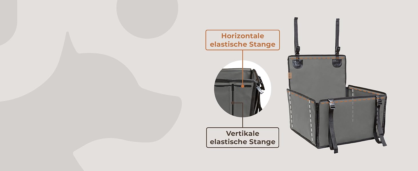 Автокрісло для собак Wuglo Extra Stabiler – безпечне та водонепроникне, до 12 кг, сіре