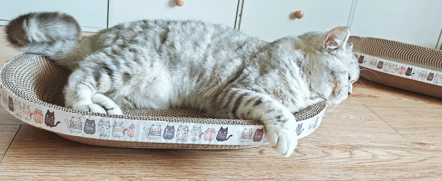 Килимок-подряпування для котів 2 шт., овал, 61 см, з м'якою лежанкою, з картону, для дому