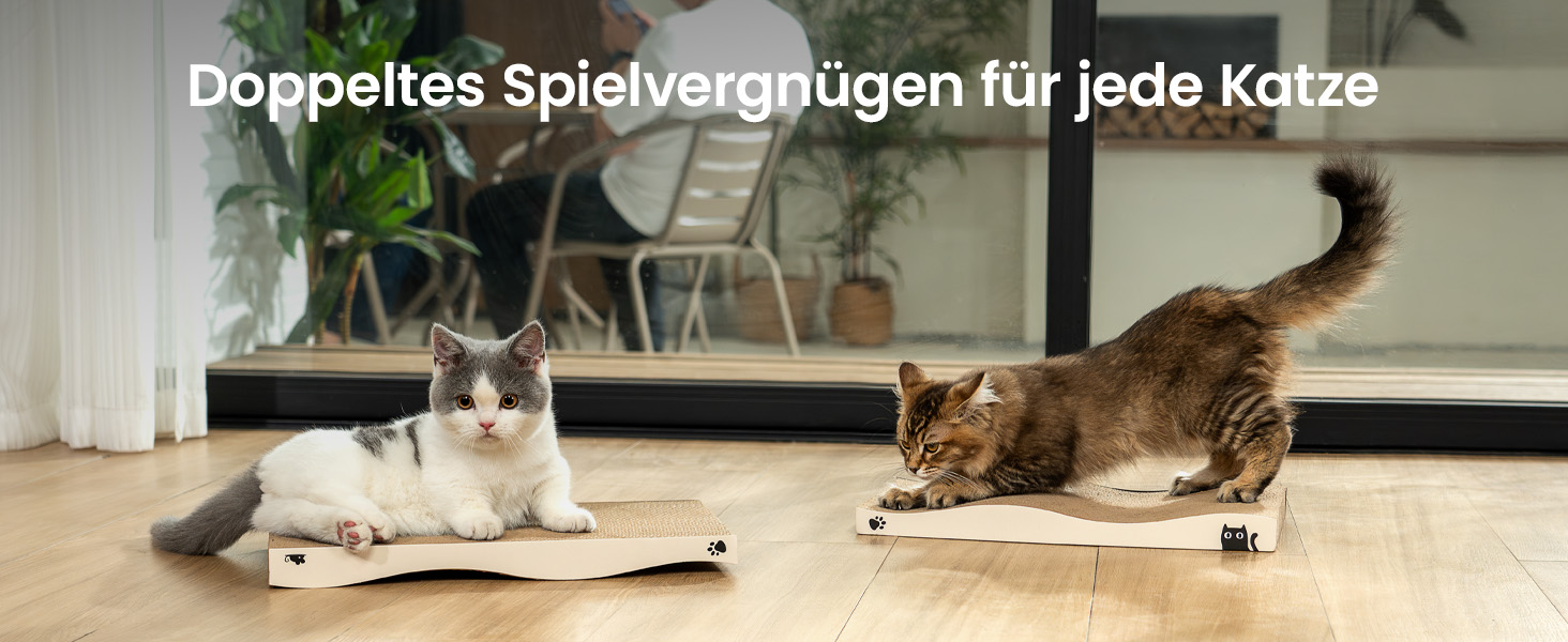 Котячий когтетоп з коробкою та 4 змінними шарами когтеточки - великі меблі для котів з міцного гофрокартону, двосторонні когтеточки з наклейками DIY - лежанка для котів у квартирі, захист меблів, великий розмір