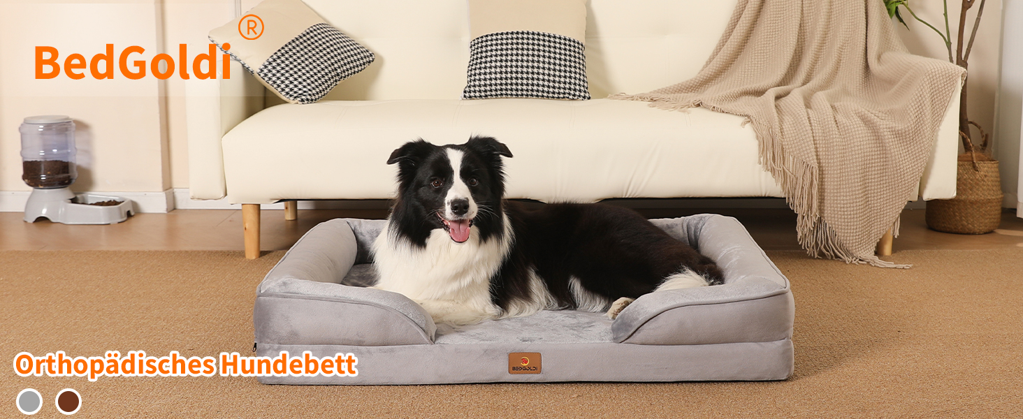 Ортопедичне ліжко для собак великих порід, ергономічне софа з піною у формі яйця, вологостійке, неслизьке ліжко для собак 97x71см, світло-сірий, L 97 x W 71 x H 17 см