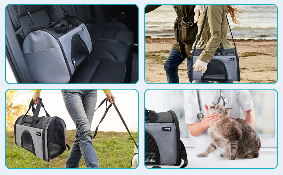 Транспортна сумка для котів та собак, дихаюча та складна, переноска для котів з регульованим плечовим ременем, знімна плюшева підстилка (Сірий, S)