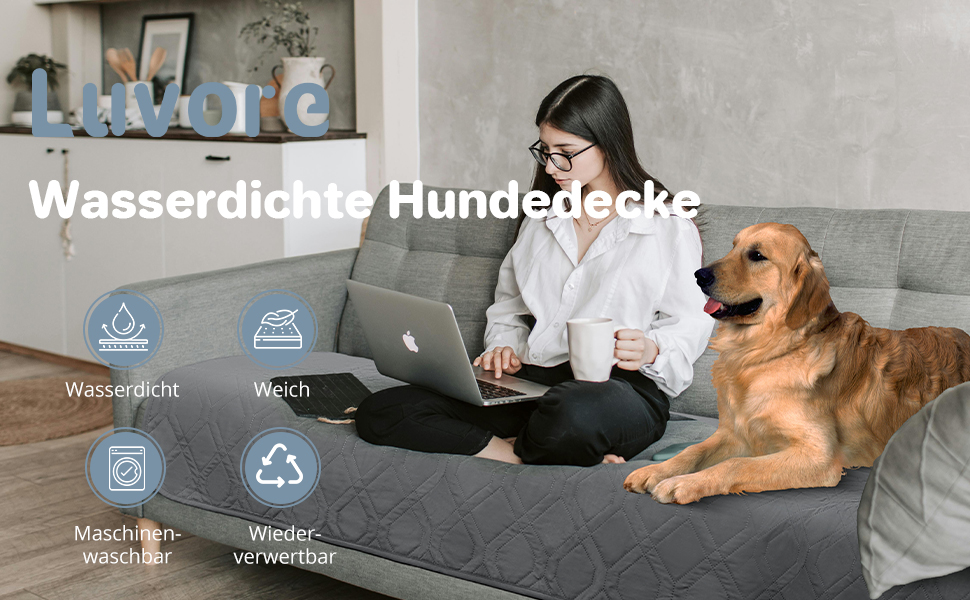 Водонепроникний килимок для собак Luvore з протиковзкими крапками, захист для дивану, ліжка, авто. Міцний килимок для котів, можна прати в машині. 137x208 см