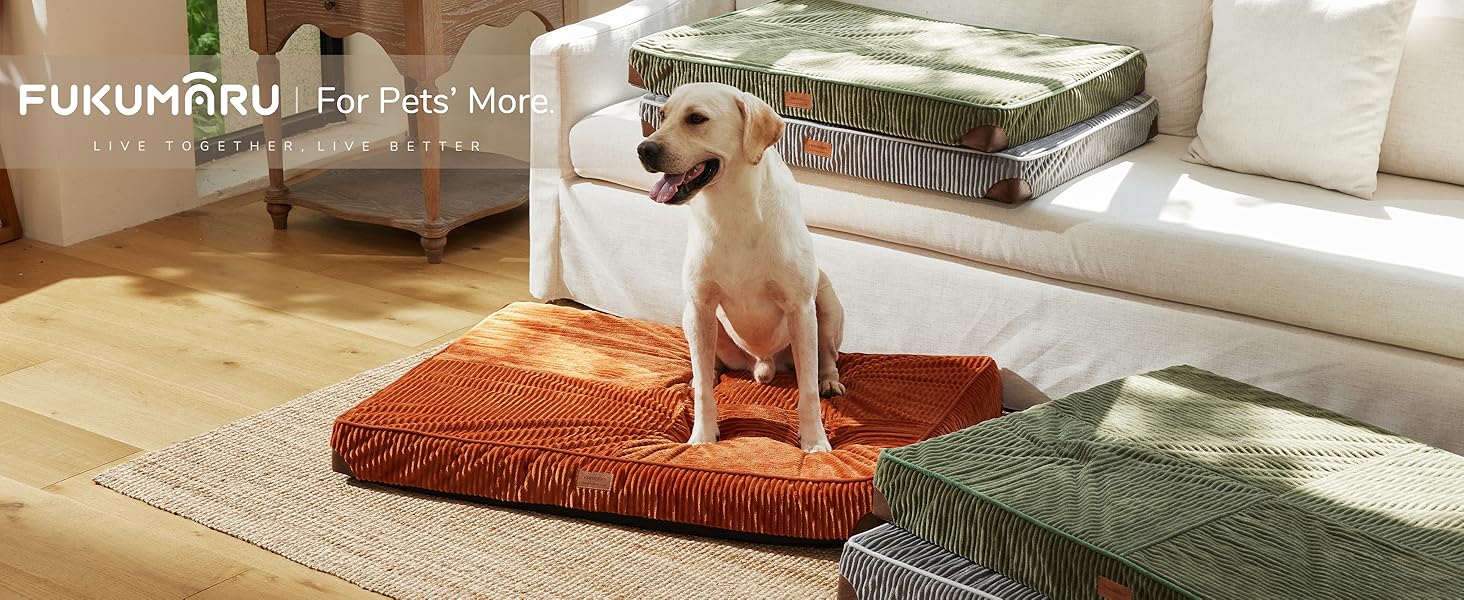 Ортопедичне ліжко для собак FUKUMARU - 91x56x9 см, зелене, з водонепроникним шаром, м'яке, антиковзне. Ліжко для собак, килимок, матрац
