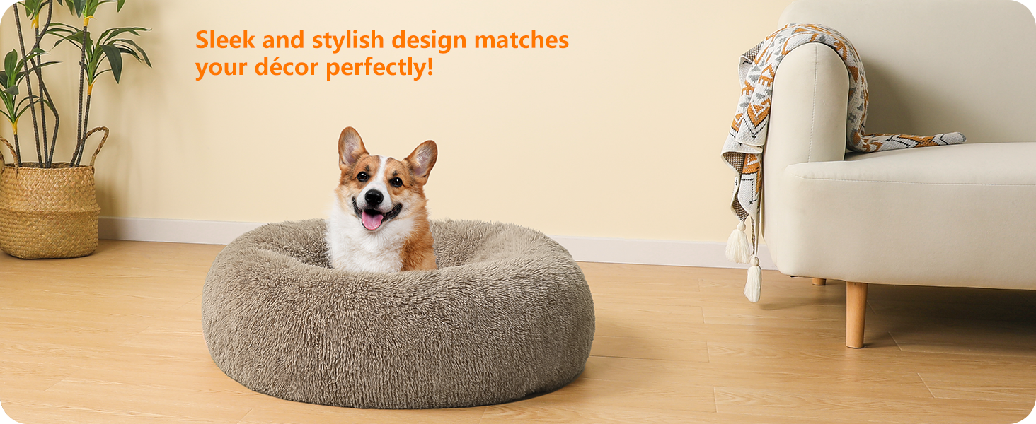 Ортопедичне ліжко для собак, круглий пуф-кіготь, софа для котів та собак, м'який кошик для собак, 70 см Ø, верблюжий колір, розмір 70x70x20 см
