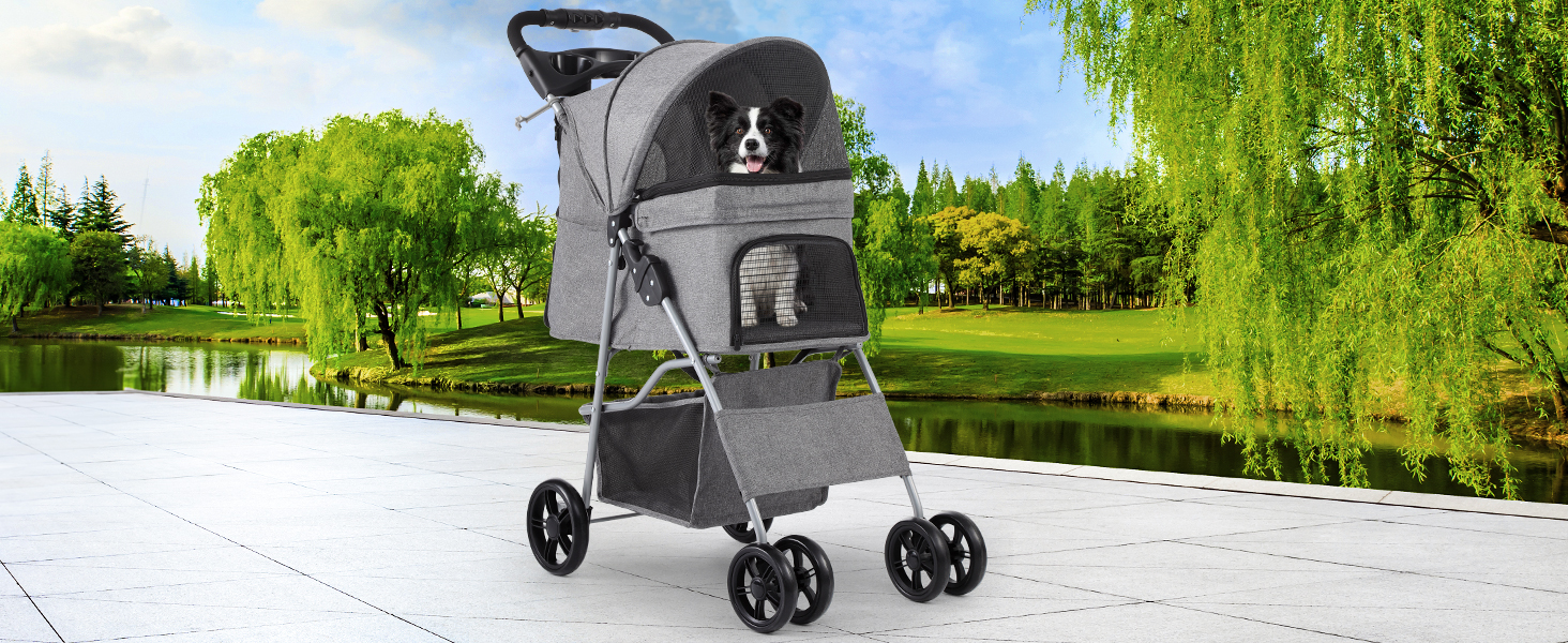 Візок для собак YITAHOME - переноска для тварин до 15 кг, сірий