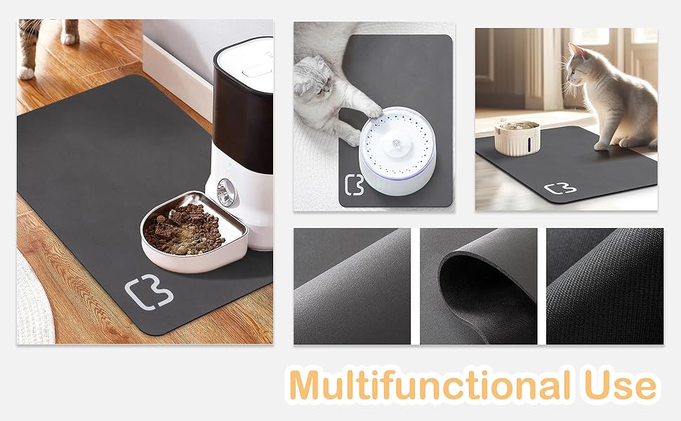 Водонепроникний килимок для годівлі котів GIBZ, 45x60 см, сірий