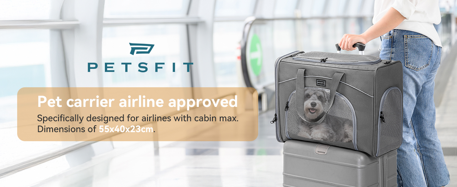 Транспортна сумка для собак та котів Petsfit 55x40x23 - переноска для тварин в літак, авто, поїзд (сірий)