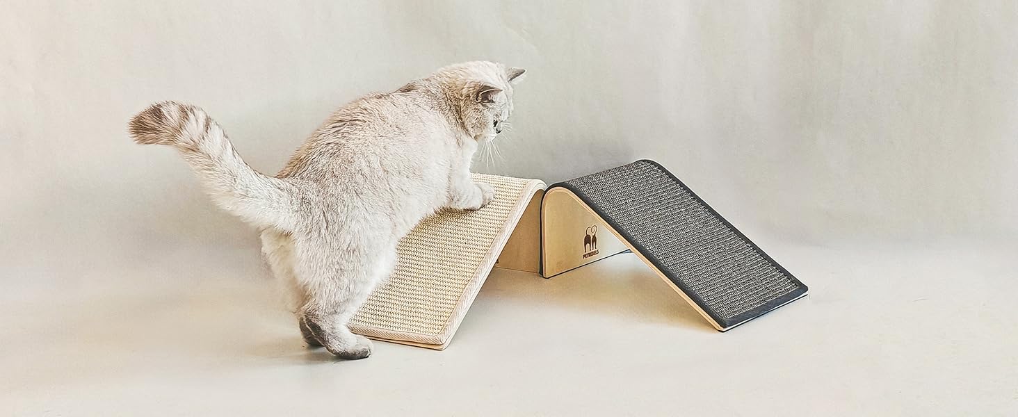 Котячий когтетоп Petrebels Design: дерев'яний когтетоп з сизалевим килимком, сірий, 38 x 23 x 23 см