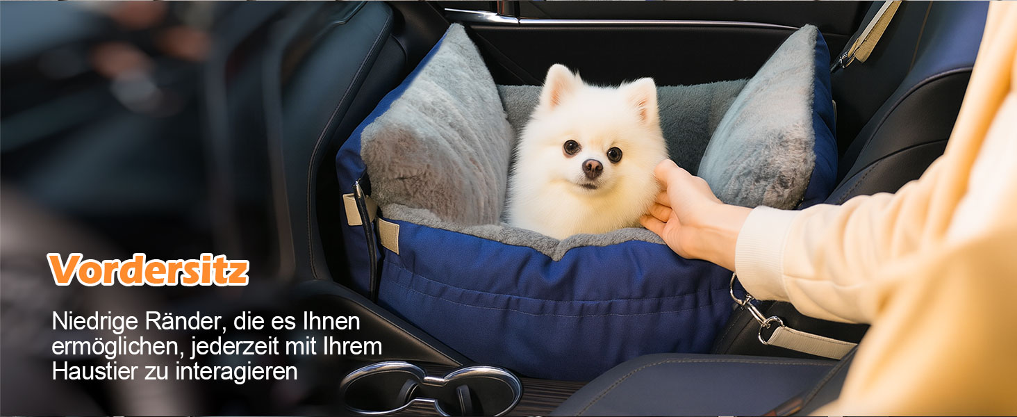 Автомобільний лежак для собак 3-в-1 - переносна ліжко для маленьких собак, з м'яким килимком, для переднього або заднього сидіння, внутрішнє та зовнішнє використання (04-Блакитний)